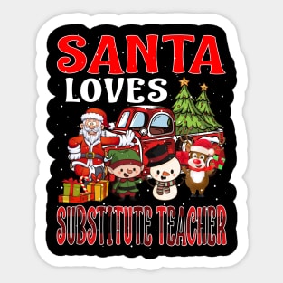 Santa Loves Substitute Teacher Sticker